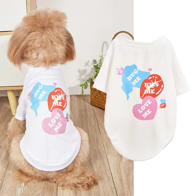 casual polyester cartoon letter heart shape pet clothing
