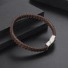 Classic Style Commute Color Block 304 Stainless Steel Pu Leather Polishing Men's Bangle