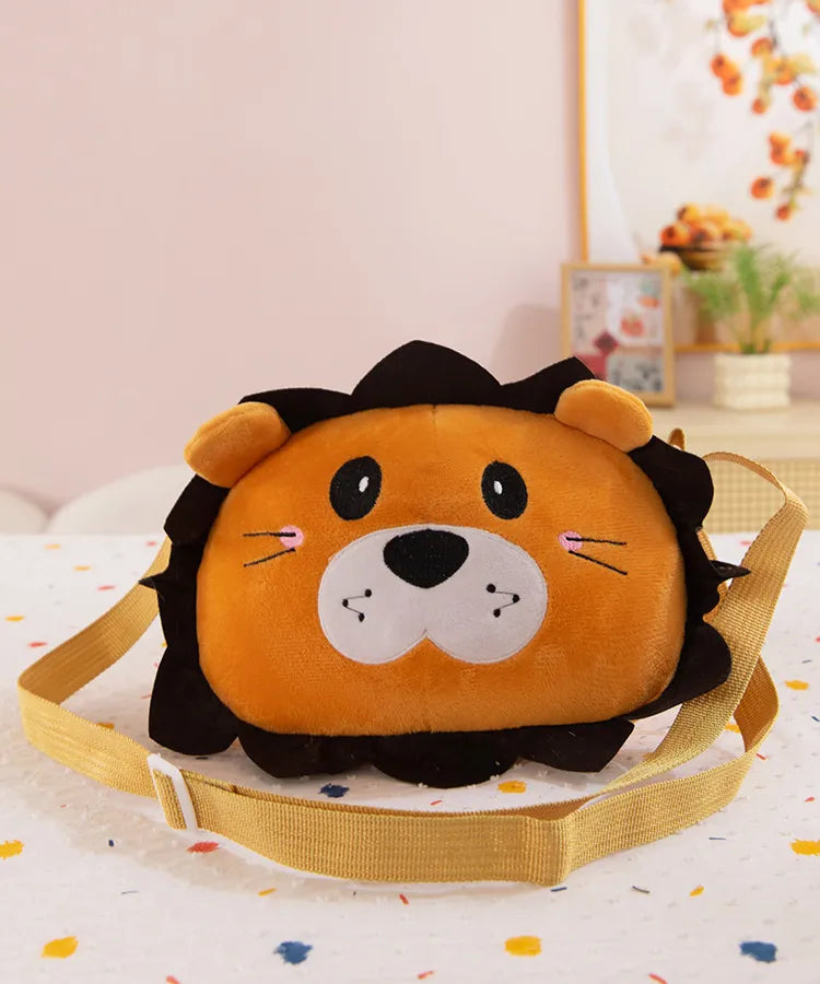 Cute children's cute zoo lion tiger series slung bag doll machine children's fun single back wholesale