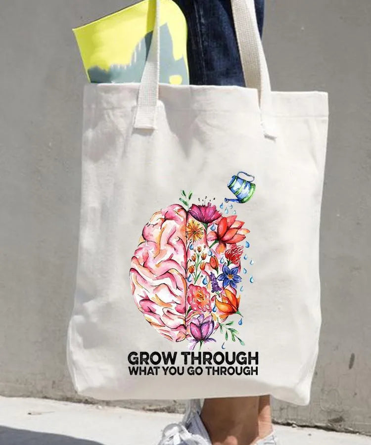 Women's printed shopping bag casual shopping handbag women's shoulder bag large capacity new artistic fresh Women's bag