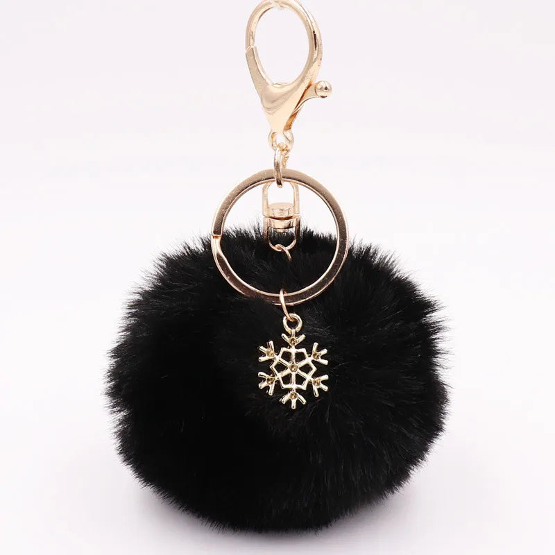 fashion snowflake alloy plush unisex bag pendant keychain 1 piece