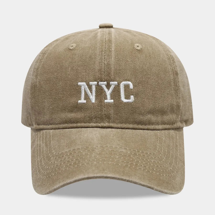Retro American NYC Letter Embroidery Soft Top Baseball Cap Women's Sporty Summer Hat Face Slimming Men's Sunshade Cap