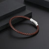 Classic Style Commute Color Block 304 Stainless Steel Pu Leather Polishing Men's Bangle