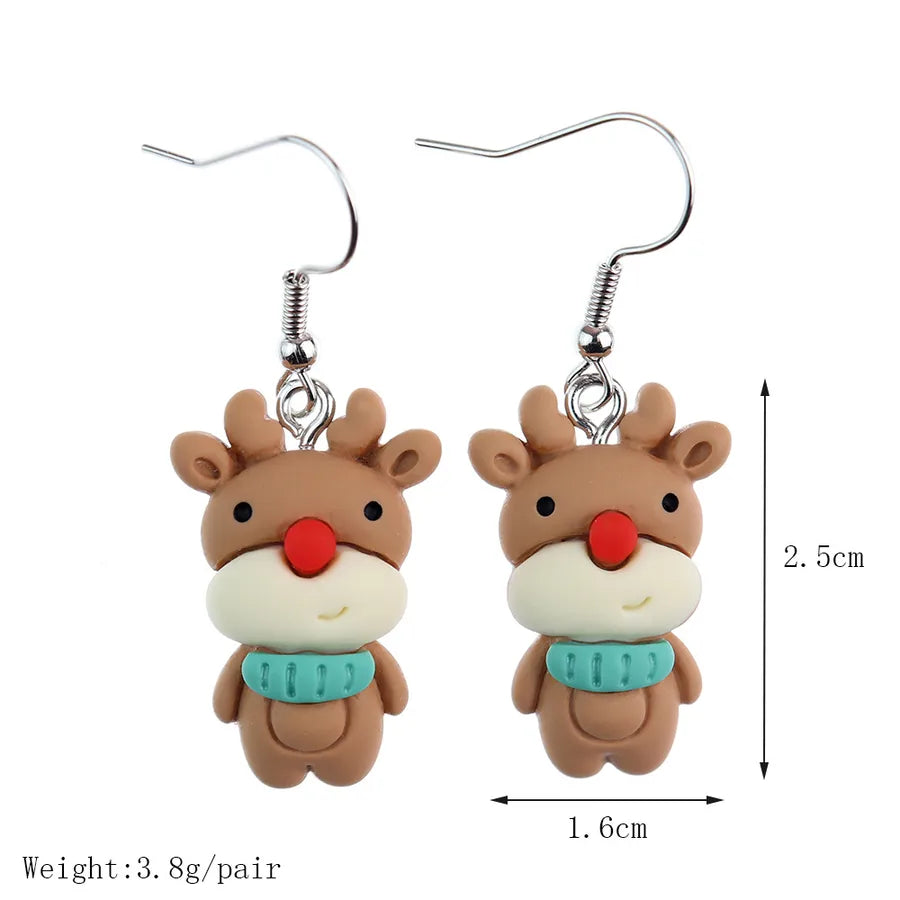 Christmas Themed Hoop Earrings Santa Claus Reindeer Christmas Tree New Arrival Cartoon Design Christmas Series Jewelry