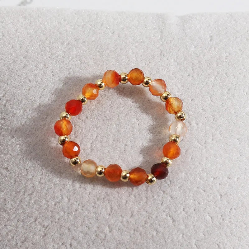 original design geometric alloy natural stone beaded rings