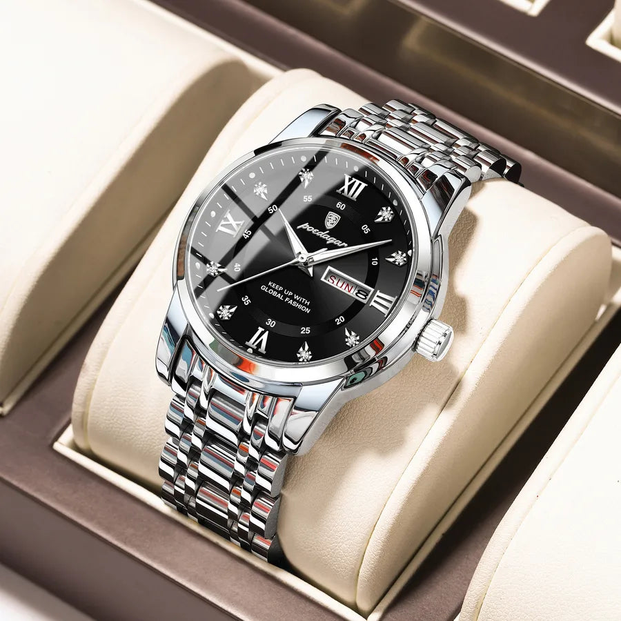 brand waterproof new men's watch double calendar luminous quartz watch live broadcast