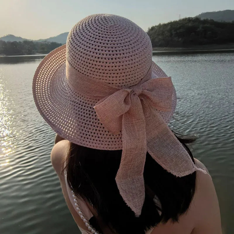 Women's Elegant Basic Solid Color Big Eaves Straw Hat