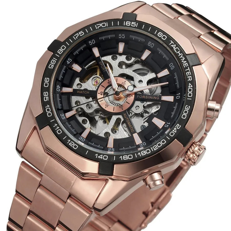 A generation of Forsining Full hollow men's automatic mechanical watch men's watch steel band watch wholesale watch