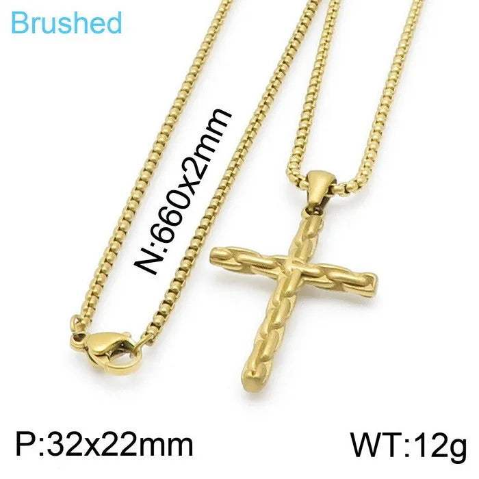 Wholesale Jewelry Vintage Style Classic Style Cross Titanium Steel Plating Pendant Necklace None