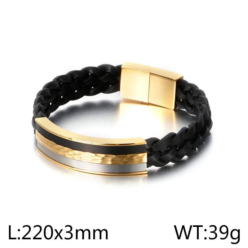 punk streetwear geometric titanium steel plating men's bangle