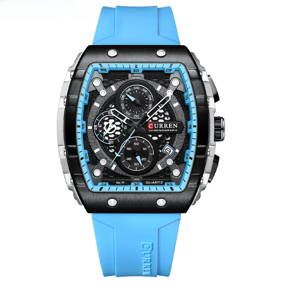 CURREN Karin 8442 Men's Waterproof Six-pin Quartz Calendar Tape Men's Multi-function Wristwatch Men's Watch
