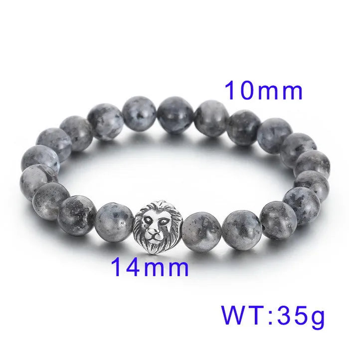 simple style animal round stainless steel turquoise tiger eye plating 18k gold plated unisex bracelets
