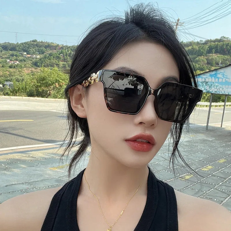 fashion geometric pc resin square metal full frame women's sunglasses
