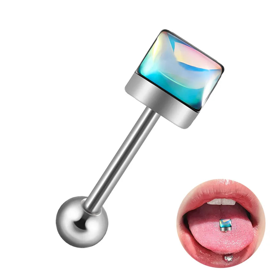 1 Piece Lip Rings Hip-Hop Cool Style Triangle Geometric Water Droplets 304 Stainless Steel Enamel Tongue Rings