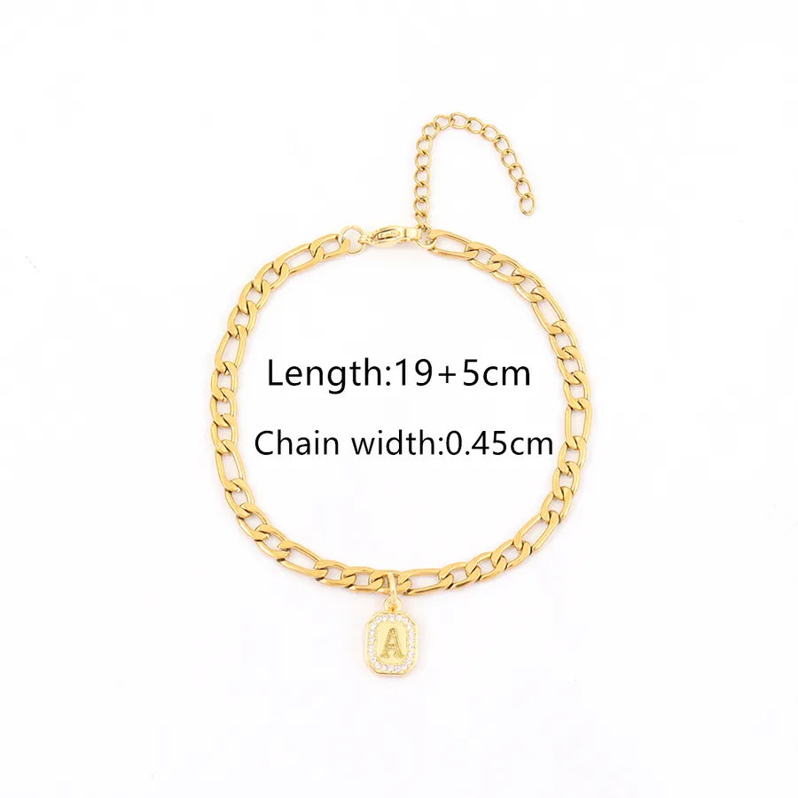 Simple Style Classic Style Commute Letter Rectangle 201 Stainless Steel Copper Inlay Zircon Men's Bracelets