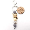 Cute Letter Cattle Flower Silica Gel Unisex Keychain