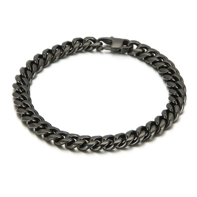 Simple Style Geometric Solid Color Titanium Steel 18K Gold Plated Men's Bracelets
