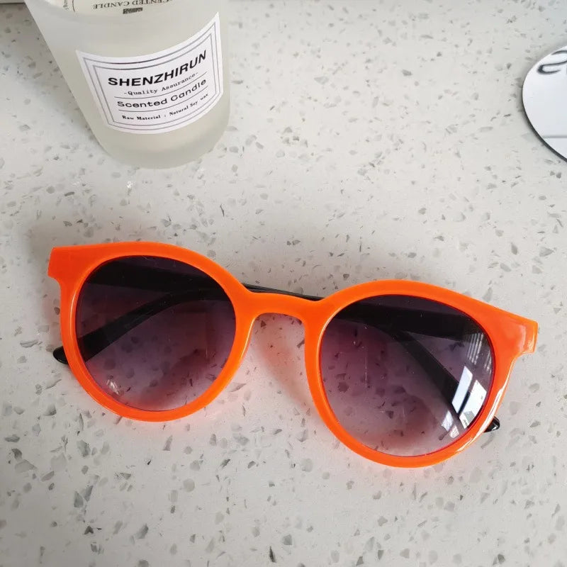 Simple Style Classic Style Solid Color UV400 Protection Resin Round Frame Full Frame Kids Sunglasses