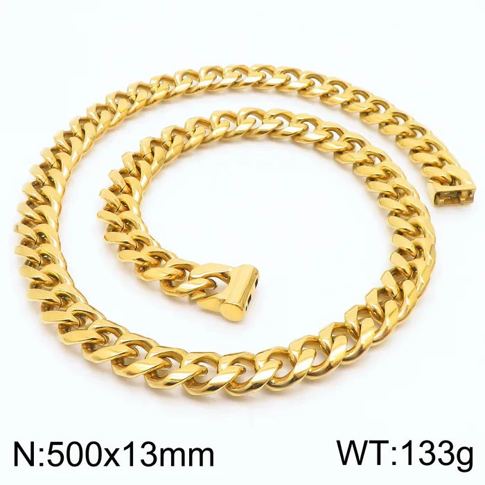 Stainless Steel 18K Gold Plated Hip-Hop Plating Solid Color Necklace