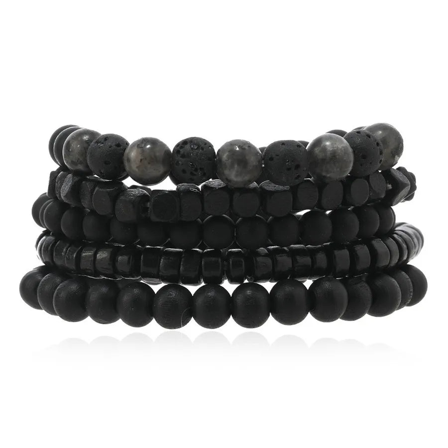 Retro Round Wood Beaded Men's Bracelets