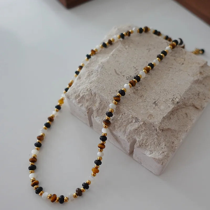 Elegant Retro Printing Beaded natural stone Freshwater Pearl Necklace In Bulk
