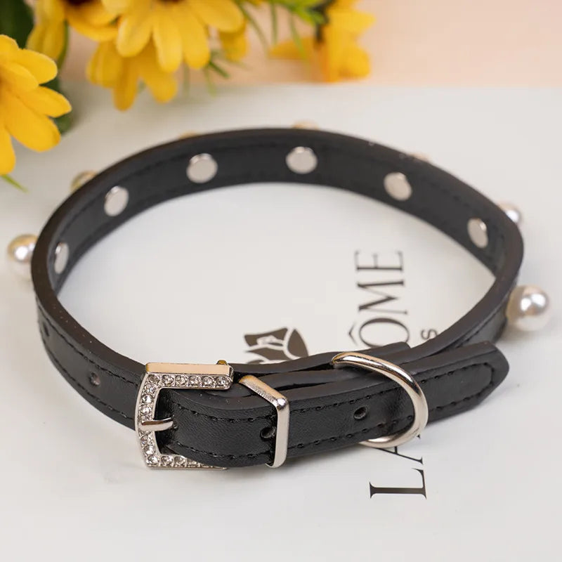 pet collar cat dog alloy brick buckle collar leather pet ring color adjustable big and small circles leather