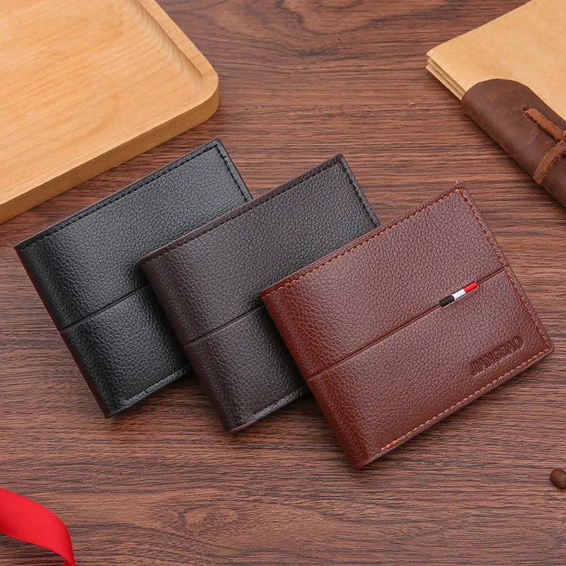 Men's Solid Color Pu Leather Open Small Wallets