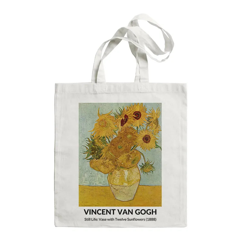 women's retro oil painting shopping bags