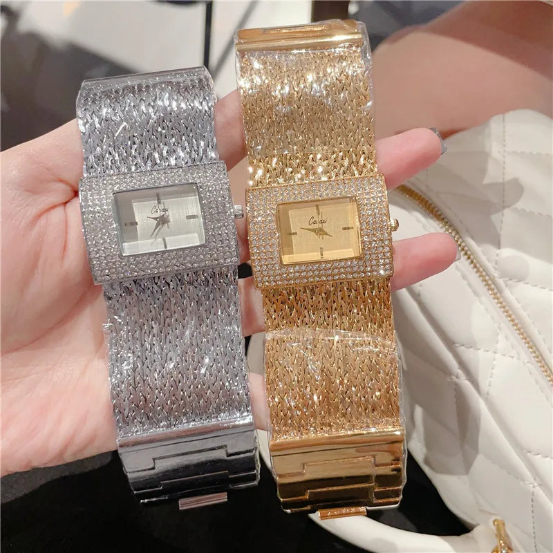 Luxurious Shiny Solid Color Jewelry Buckle Quartz Watch
