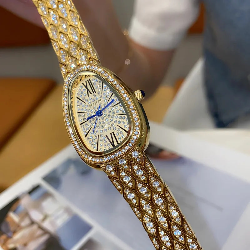 Casual Elegant Simple Style Solid Color Jewelry Buckle Quartz Watch Women's Watches