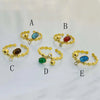 Wholesale Jewelry Casual Simple Style Commute Solid Color 304 Stainless Steel December Birthstone Turquoise Zircon 18K Gold Plated Plating Inlay Open Rings