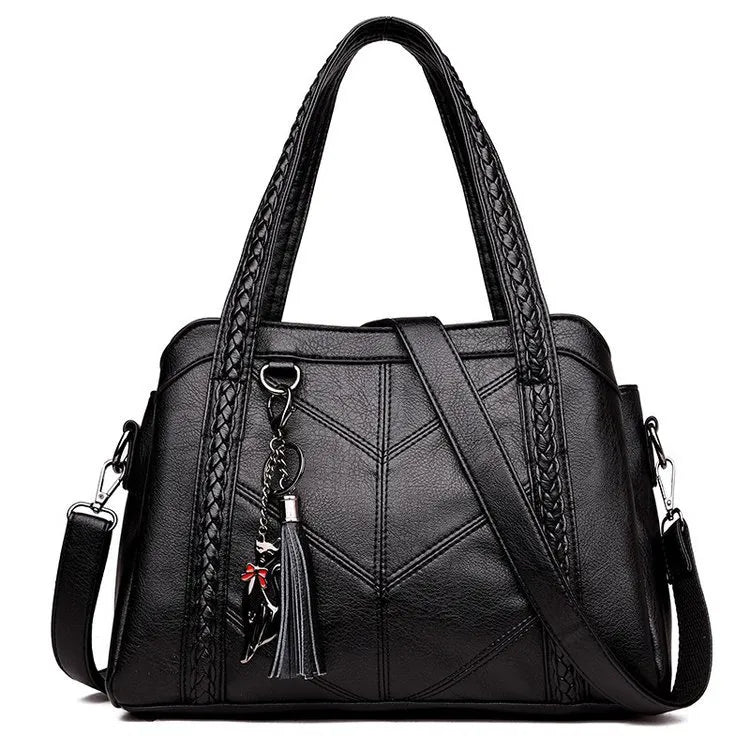 women's all seasons pu leather solid color elegant square zipper handbag