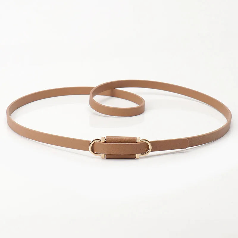 Simple Style Solid Color Pu Leather Alloy Women's Leather Belts
