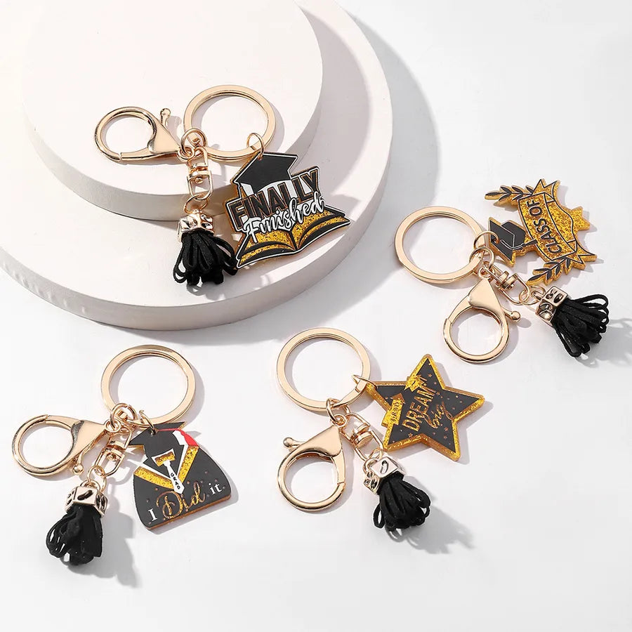 Simple Style Book Letter Star Arylic Unisex Keychain