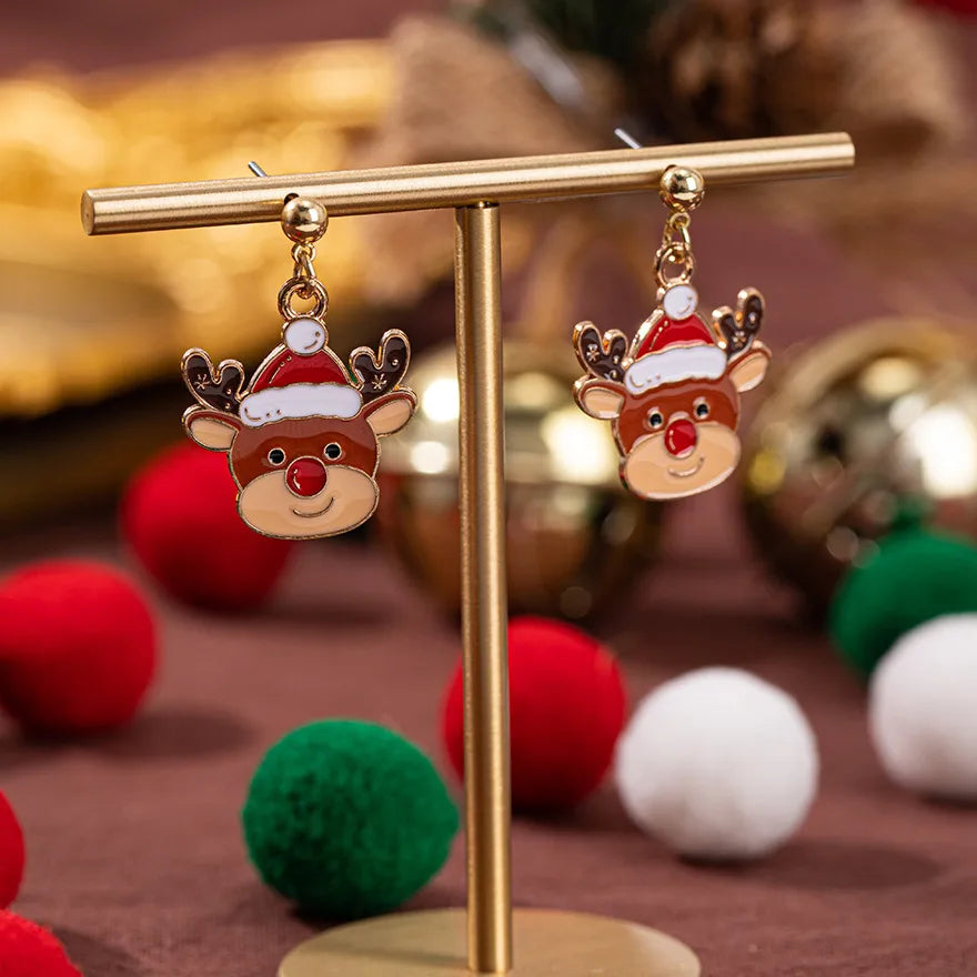 Christmas Theme Alloy Ear Cuff Drop Earrings  New Products Small Pendant Diy Accessories Christmas Hat