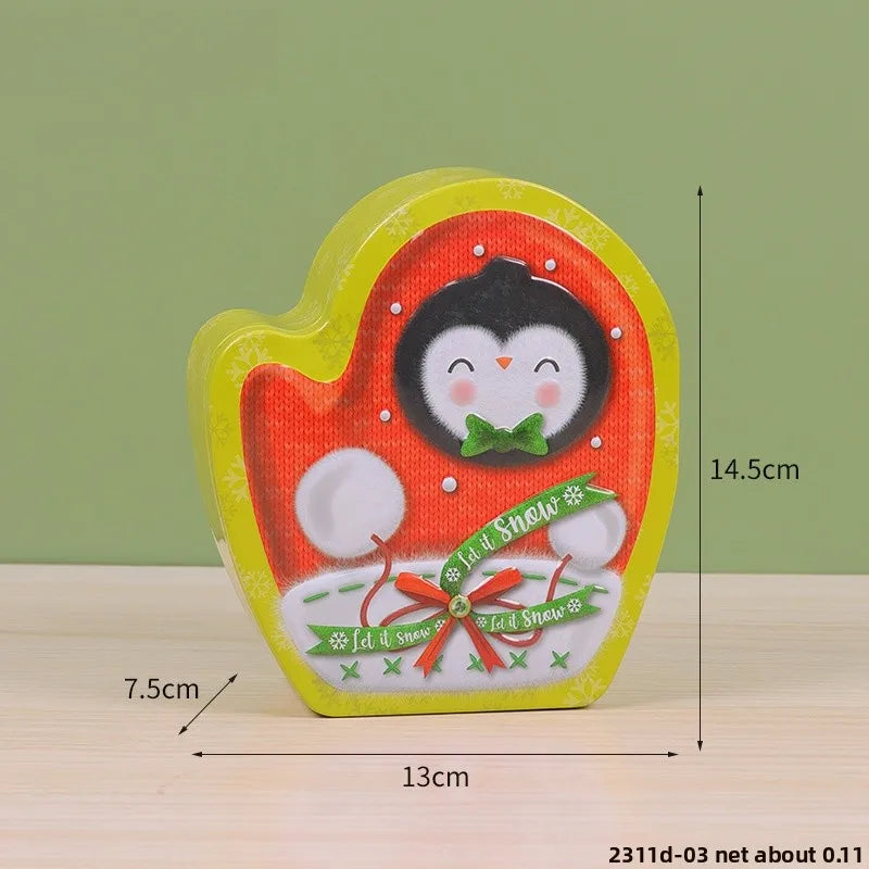 Adorable Christmas Candy Box Santa Claus Reindeer Snowman Storage Can Personalized Christmas Hat Iron Box Gift Packaging