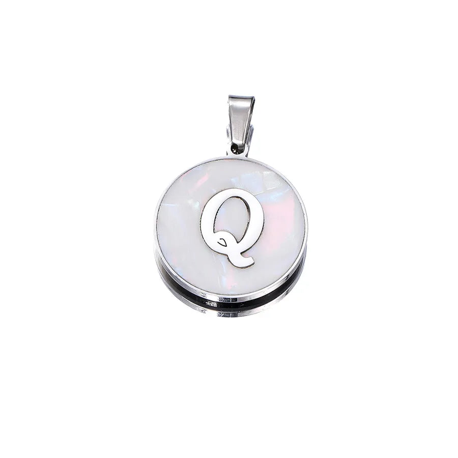 1 Piece 22mm Hole 4~4.9mm 304 Stainless Steel Fritillary Letter Pendant Jewelry Accessories