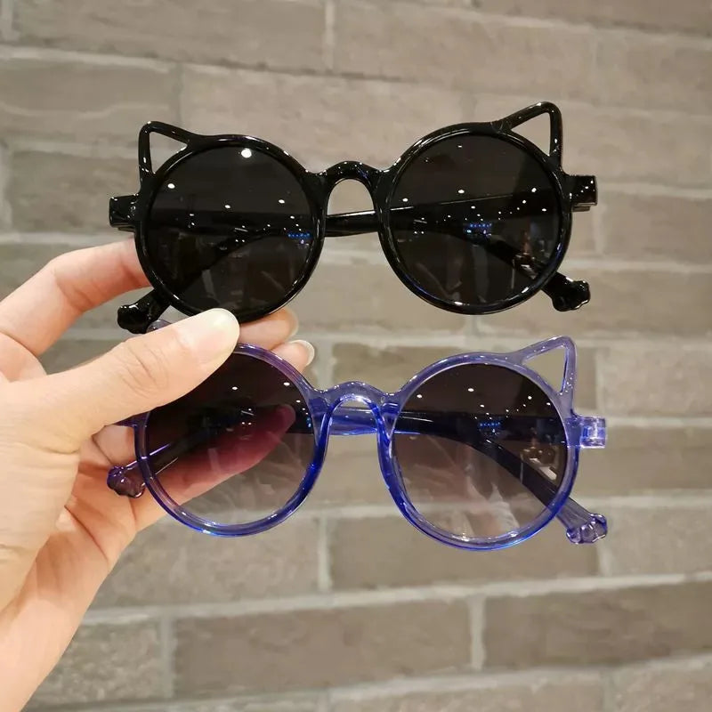Children's Sunglasses Color Simple Cat Ear UV Protection Sunglasses Boys and Girls Eye Protection Cartoon Glasses Sunglasses