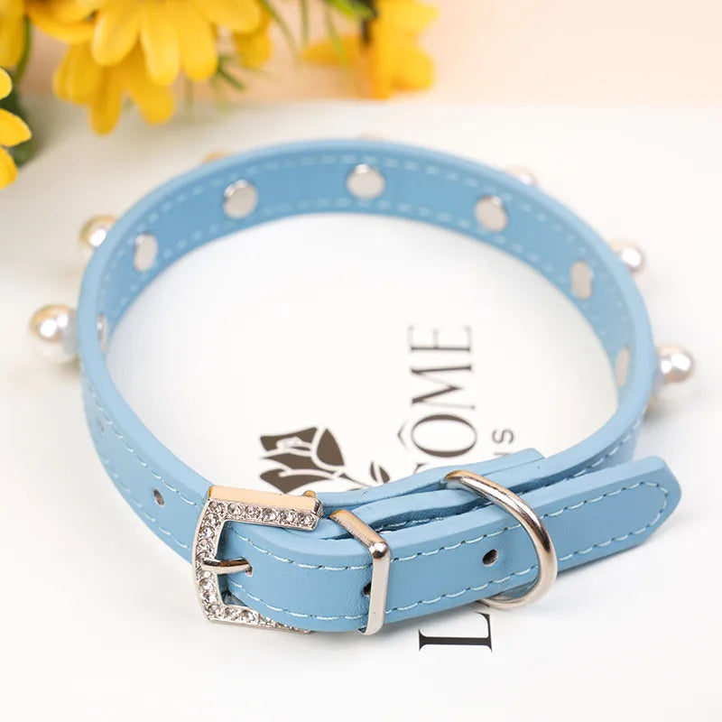 pet collar cat dog alloy brick buckle collar leather pet ring color adjustable big and small circles leather