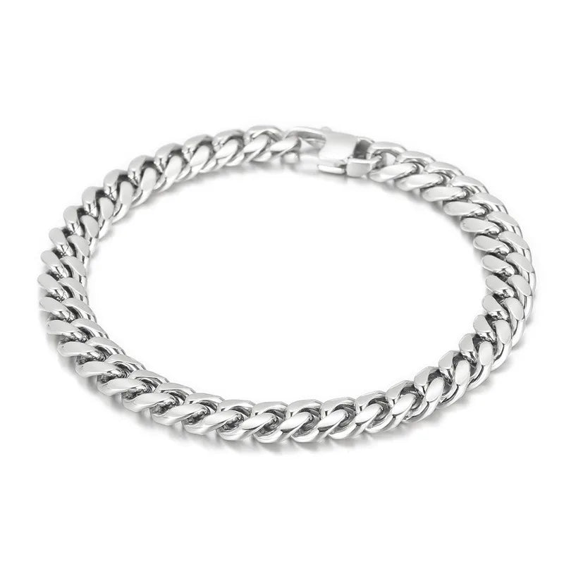 Simple Style Geometric Solid Color Titanium Steel 18K Gold Plated Men's Bracelets