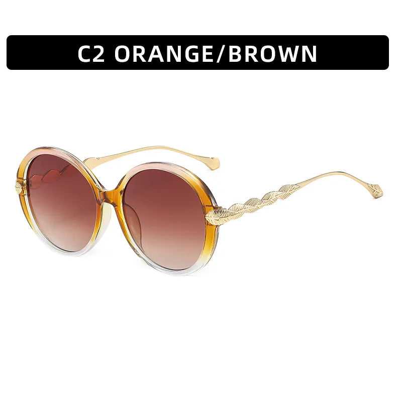 women's retro color block resin round frame full frame sunglasses