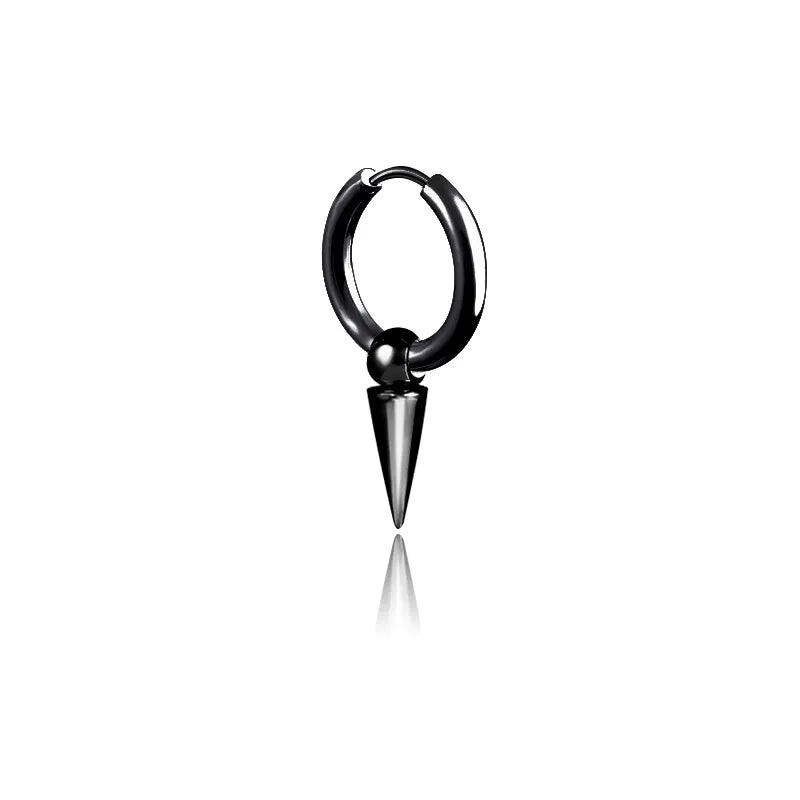 punk titanium steel earrings single point triangular cone earrings single