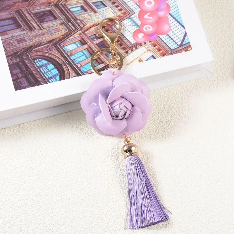 Vintage Style Simple Style Flower Pu Leather Unisex Bag Pendant Keychain