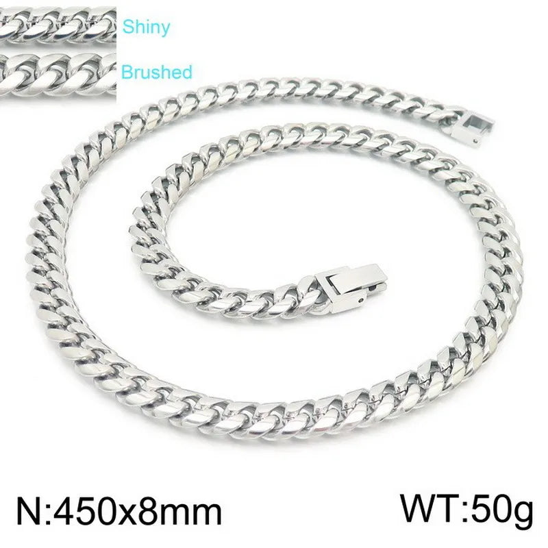Rock Streetwear Geometric Titanium Steel 18K Gold Plated Men's Bracelets Necklace