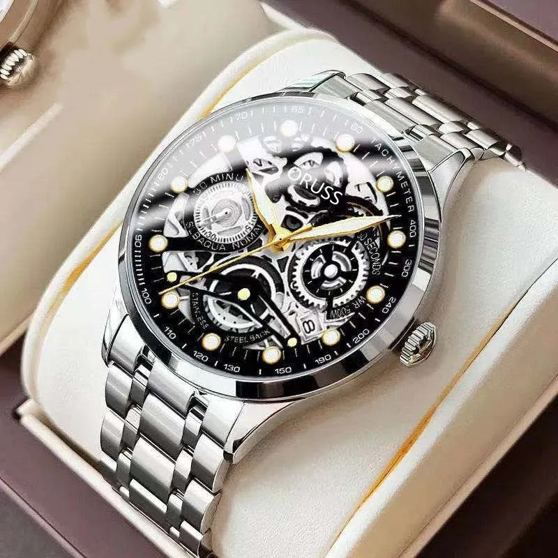 business geometric single folding buckle quartz men's watches