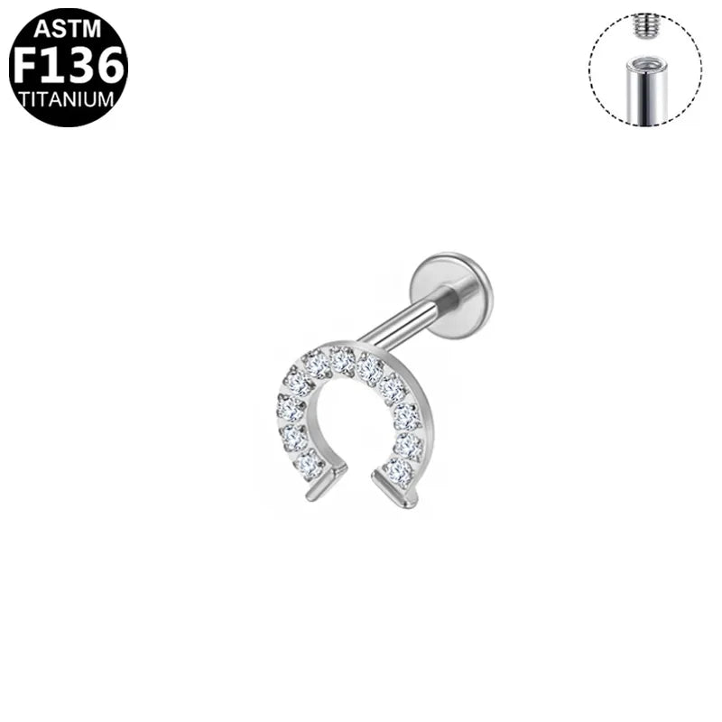 1 Piece Lip Rings Sweet Simple Style Shiny Fruit Titanium Alloy Polishing Plating Zircon 14K Gold Plated White Gold Plated Lip Rings Ear Cartilage Rings & Studs
