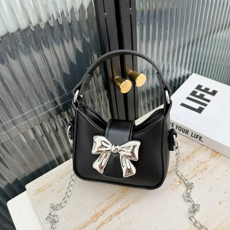 Children's Bag  New Candy Color Bow Mini Handbag Girl's Parent-child Chain Crossbody Bag Red Bag