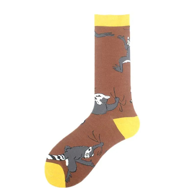 men's fashion cartoon nylon cotton printing crew socks a pair