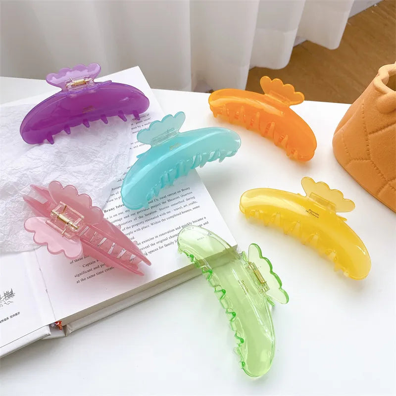 Dove Fashion New Style Bright Surface Solid Color Large Size Acetate Hair Clip Elegantly Designed Golden Label Shark Tail Clip