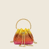Red Purple Pu Leather Color Block Bucket Evening Bags